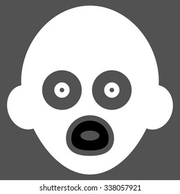 Baby Head vector icon. Style is bicolor flat symbol, black and white colors, rounded angles, gray background.
