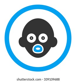 Baby Head vector icon. Style is bicolor flat rounded symbol, blue and gray colors, rounded angles, white background.