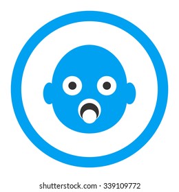 Baby Head vector icon. Style is bicolor flat rounded symbol, blue and gray colors, rounded angles, white background.