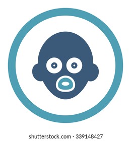 Baby Head vector icon. Style is bicolor flat rounded symbol, cyan and blue colors, rounded angles, white background.