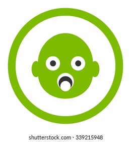 Baby Head vector icon. Style is bicolor flat rounded symbol, eco green and gray colors, rounded angles, white background.