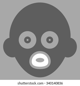 Baby Head vector icon. Style is bicolor flat symbol, dark gray and white colors, rounded angles, silver background.