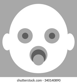 Baby Head vector icon. Style is bicolor flat symbol, dark gray and white colors, rounded angles, silver background.