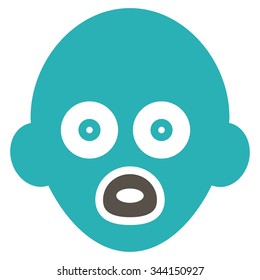 Baby Head vector icon. Style is bicolor flat symbol, grey and cyan colors, rounded angles, white background.