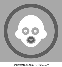 Baby Head vector icon. Style is bicolor flat rounded symbol, dark gray and white colors, rounded angles, silver background.