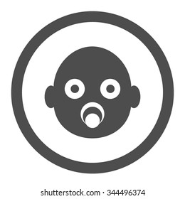 Baby Head vector icon. Style is flat rounded symbol, gray color, rounded angles, white background.