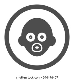 Baby Head vector icon. Style is flat rounded symbol, gray color, rounded angles, white background.