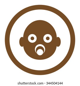 Baby Head vector icon. Style is flat rounded symbol, brown color, rounded angles, white background.
