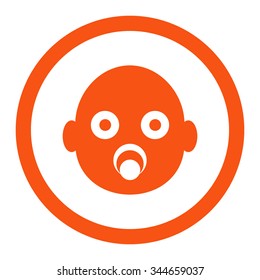 Baby Head vector icon. Style is flat rounded symbol, orange color, rounded angles, white background.
