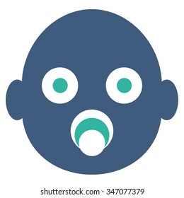 Baby Head vector icon. Style is bicolor flat symbol, cobalt and cyan colors, rounded angles, white background.