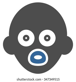 Baby Head vector icon. Style is bicolor flat symbol, cobalt and gray colors, rounded angles, white background.