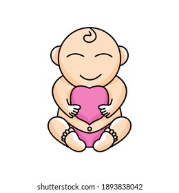 Baby with heart concept design vector template