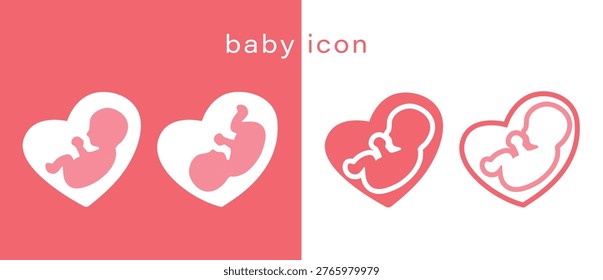 Baby Heart Vector Icon Collection