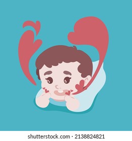 baby with hearts cute illustration