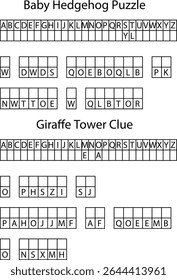 Baby Hedgehog and Giraffe Tower Alphabet Puzzles Grids letter game