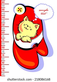 Baby height measure with funny sleeping cat (original scale 1:2)
