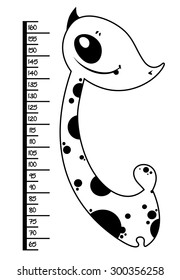 Baby height measure with funny sleeping cat (original scale 1:2)