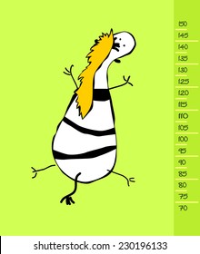 Baby height measure with funny zebra (scale 1:2)