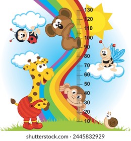 Baby height measurement  in vector cartoon style 