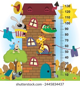 Baby height measurement  in vector cartoon style 