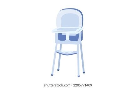 Baby High Chair Clipart. Simple Cute Baby Chair Flat Vector Illustration Isolated On White. High Chair Cartoon Style Icon. Baby High Chair Vector Design. Kids, Baby Shower, Nursery Decoration Concept