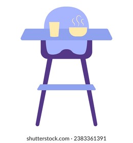 Baby high chair element. Vector illustration with baby theme and flat vector style. Editable vector element.