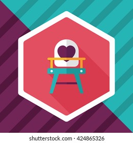 baby high chair flat icon with long shadow,eps10
