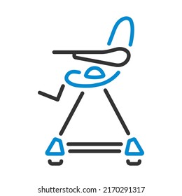 Baby High Chair Icon. Editable Bold Outline With Color Fill Design. Vector Illustration.