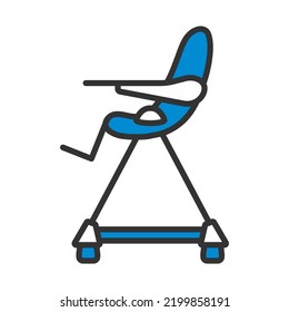 Baby High Chair Icon. Editable Bold Outline With Color Fill Design. Vector Illustration.