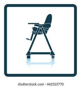 Baby High Chair Icon. Shadow Reflection Design. Vector Illustration.