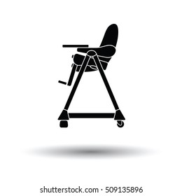 Baby High Chair Icon. White Background With Shadow Design. Vector Illustration.