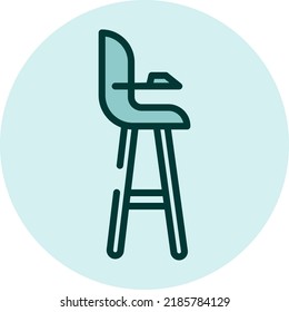 Baby High Chair, Illustration, Vector On A White Background.