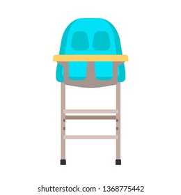 Baby high chair vector icon childhood design. Kid cartoon flat furniture seat. Food dinner table stool toddler