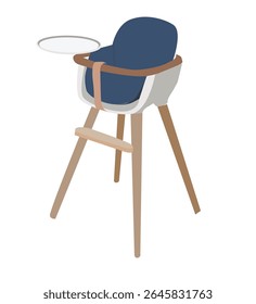 Silla alta del bebé. Ilustración vectorial,