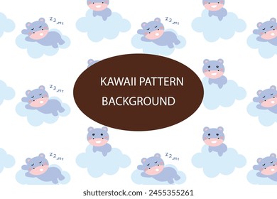 baby hippo activities pattern background. can used apparel, textiles, templates and wallpaper Vector illustration