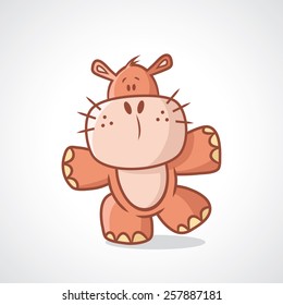 Baby hippo cartoon character - vector illustration