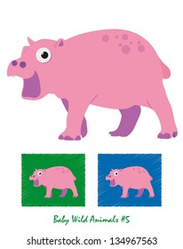 Baby Hippo - A cute baby hippo against a white and colorful backgrounds.