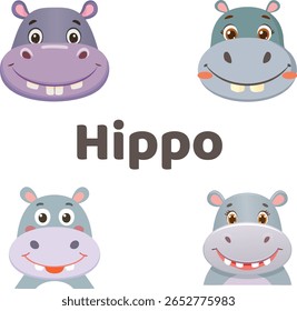 Baby hippo with cute smiling face