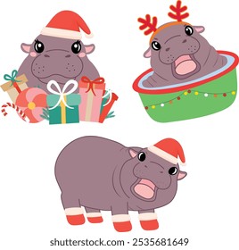 Baby hippo Moo Deng Christmas