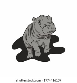 Baby Hippo vector logo template