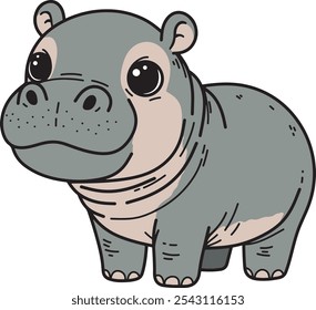 Baby hippopotamus hand drawn design art which can be used for your stuff
