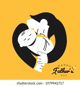 The baby in his father's arms. Smiling to express your love for one another on Father's Day.