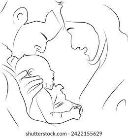 baby with his parents vector art