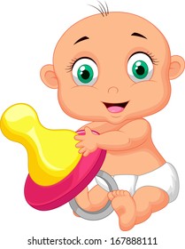 Baby holding pacifier
