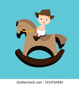 baby in horse art vector