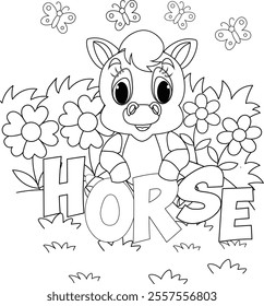 Baby Horse Vector Coloring Page