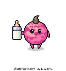 baby ice cream scoop cartoon character with milk bottle , cute style design for t shirt, sticker, logo element