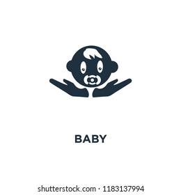 Baby icon. Black filled vector illustration. Baby symbol on white background. Can be used in web and mobile.