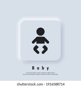 Baby icon. Child diaper wearing. Vector EPS 10. UI icon. Neumorphic UI UX white user interface web button. Neumorphism