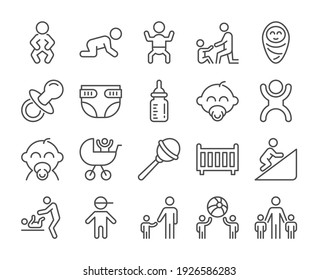 Baby icon. Children line icons set. Vector illustration. Editable stroke.